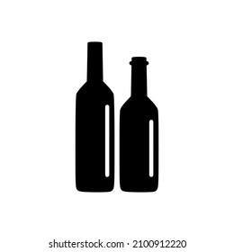 Wine bottle silhouette icon. Alcohol drink shape element. Vector illustration isolated on white background