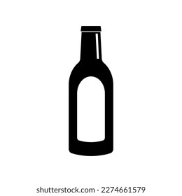Wine bottle silhouette icon. Alcoholic drink. Vector.