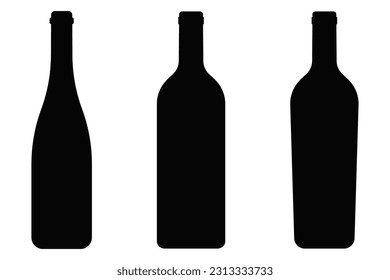 Wine bottle silhouette icon set