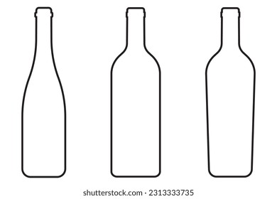 Wine bottle silhouette icon set