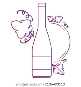 wine bottle silhouette with leafs