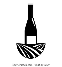 wine bottle silhouette with leafs