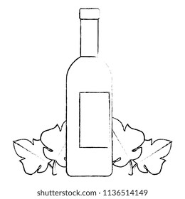 wine bottle silhouette with leafs