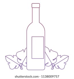 wine bottle silhouette with leafs