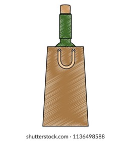 wine bottle silhouette in shopping bag