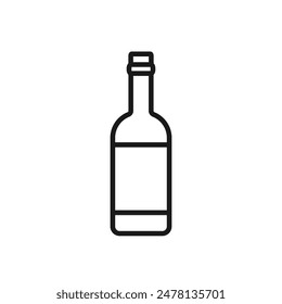 Wine bottle simple outline icon. Vector illustration with editable stroke. Minimalist pictogram for decoration, design, logo template, mobile app, web. Alcoholic drinks and bar establishment concept