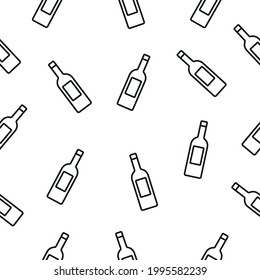 Wine bottle , bottle  simple seamless vector pattern on a transparent background