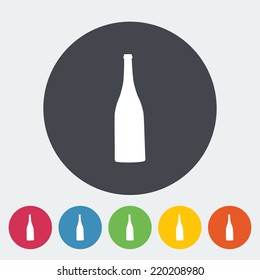 Wine bottle. Single flat icon on the circle. Vector illustration.