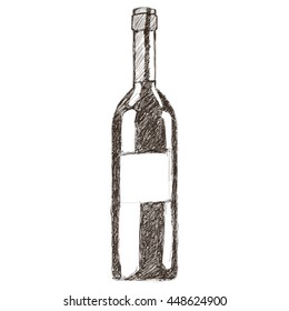 wine bottle sketch icon