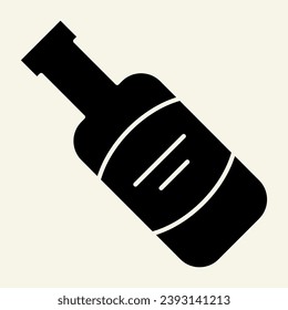 Wine bottle solid icon. Alcohol beverage symbol, glyph style pictogram on beige background. Merlot or Cabernet Sauvignon sign for mobile concept and web design. Vector graphics