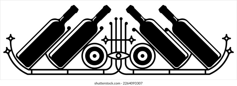 Wine Bottle Stand Icon, Wine Bottle Holder Icon, Glass Bottle Rack Vector Art Illustration