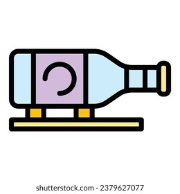 Wine bottle stand icon outline vector. Interior store. Winery rack color flat