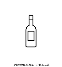 Wine bottle with sticker line icon