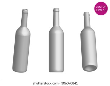 Wine Bottle Template. 3D. Vector Illustration. EPS10