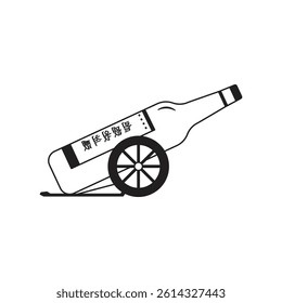 Wine bottle with text outline vector icon