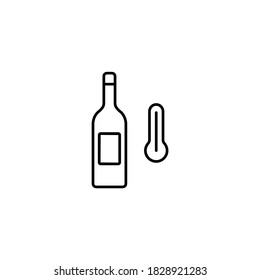 Wine bottle and thermometer simple thin line icon vector illustration