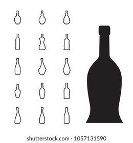 Wine Bottle Thin Line Vector Icon. Alcohol Container Symbol Isolated on White Background