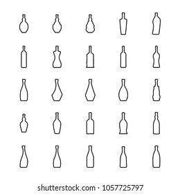Wine Bottle Thin Line Vector Icon. Alcohol Container Symbol Isolated on White Background