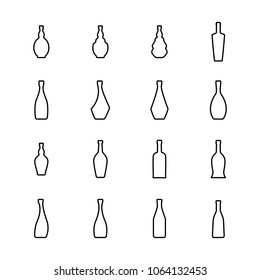 Wine Bottle Thin Line Vector Icon. Alcohol Container Symbol Isolated on White Background