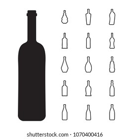 Wine Bottle Thin Line Vector Icon. Alcohol Container Symbol Isolated on White Background