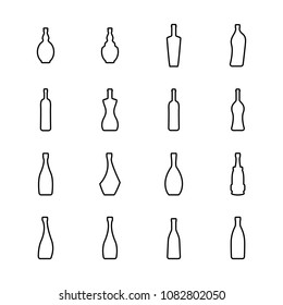 Wine Bottle Thin Line Vector Icon. Alcohol Container Symbol Isolated on White Background