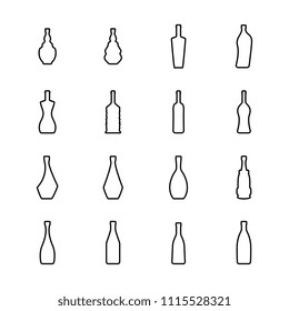 Wine Bottle Thin Line Vector Icon. Alcohol Container Symbol Isolated on White Background