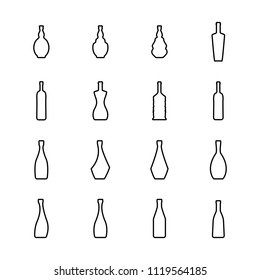 Wine Bottle Thin Line Vector Icon. Alcohol Container Symbol Isolated on White Background