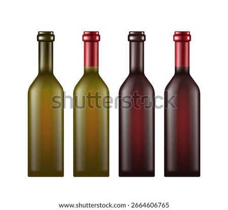Wine bottle. Vector 3d clipart isolated on white background.