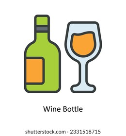 Wine Bottle Vector   Fill outline Icon Design illustration. Kitchen and home  Symbol on White background EPS 10 File