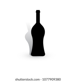 Wine Bottle Vector Icon. Alcohol Container Symbol Isolated on White Background