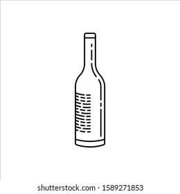 Wine bottle vector icon. Alcohol icon. Alhocol flat sign design. Wine and glass symbol pictogram