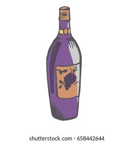 Wine bottle vector. Illustration. Cartoon style