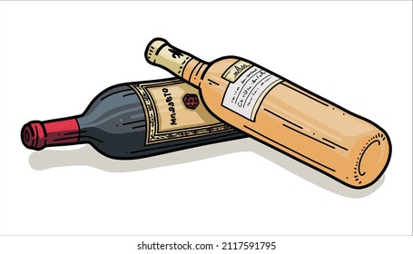 Wine bottle vector illustration on white