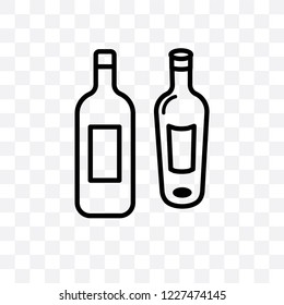 Wine bottle vector linear icon isolated on transparent background, Wine bottle transparency concept can be used for web and mobile