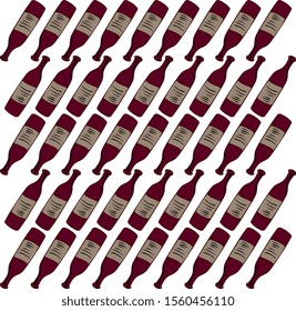 Wine bottle wallpaper, illustration, vector on white background.