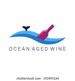 wine bottle wave design label