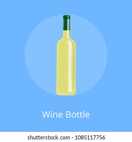 Wine bottle of white alcohol drink isolated on blank background. Elite classic beverage in modern glassware without label, template of vino bottle