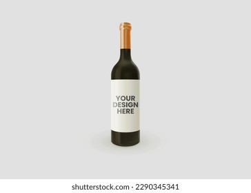 Wine bottle with white background illustration
