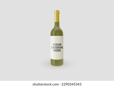 Botella de vino con ilustración de fondo blanco