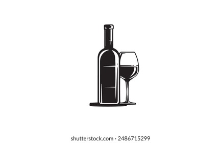 Wine bottle with wineglass black logo