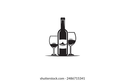 Wine bottle with wineglass black logo