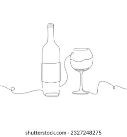 Wine Bottle And Wineglass Icon Vector Design.