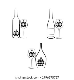 Wine bottle and wineglass symbols	