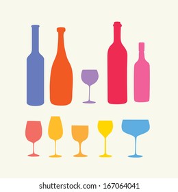 Wine bottle & wineglass,vector