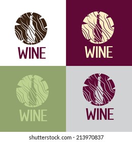 wine bottle in wooden log