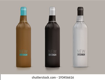 Wine bottle wrapped in paper. Template for new design