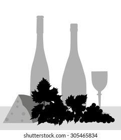 Wine Bottle,glass,grapes composition