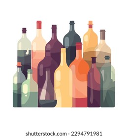 Wine bottles backdrop, symbol of celebration icon isolated