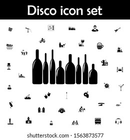 Wine bottles and beer bottles silhouettes icon. Disco icons universal set for web and mobile