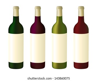Wine Bottles with Blank Labels